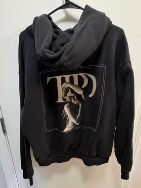 Taylor Swift TTPD Black Graphic Hoodie Sweatshirt with Artistic Back Print